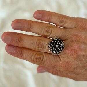 Silpada Stirling Silver & CZ Starburst Cocktail Ring, Size 9